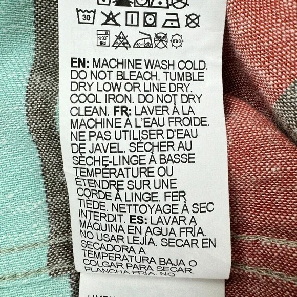 RVCA Riviera Boys Button Up Shirt Sz M Short Sleeve Pocket Striped Logo Colorful - Picture 9 of 13